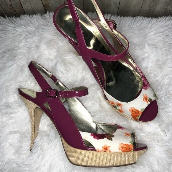 Marc Fisher Doritta Floral Slingback Peep Toe Heel - Picture 4 of 8